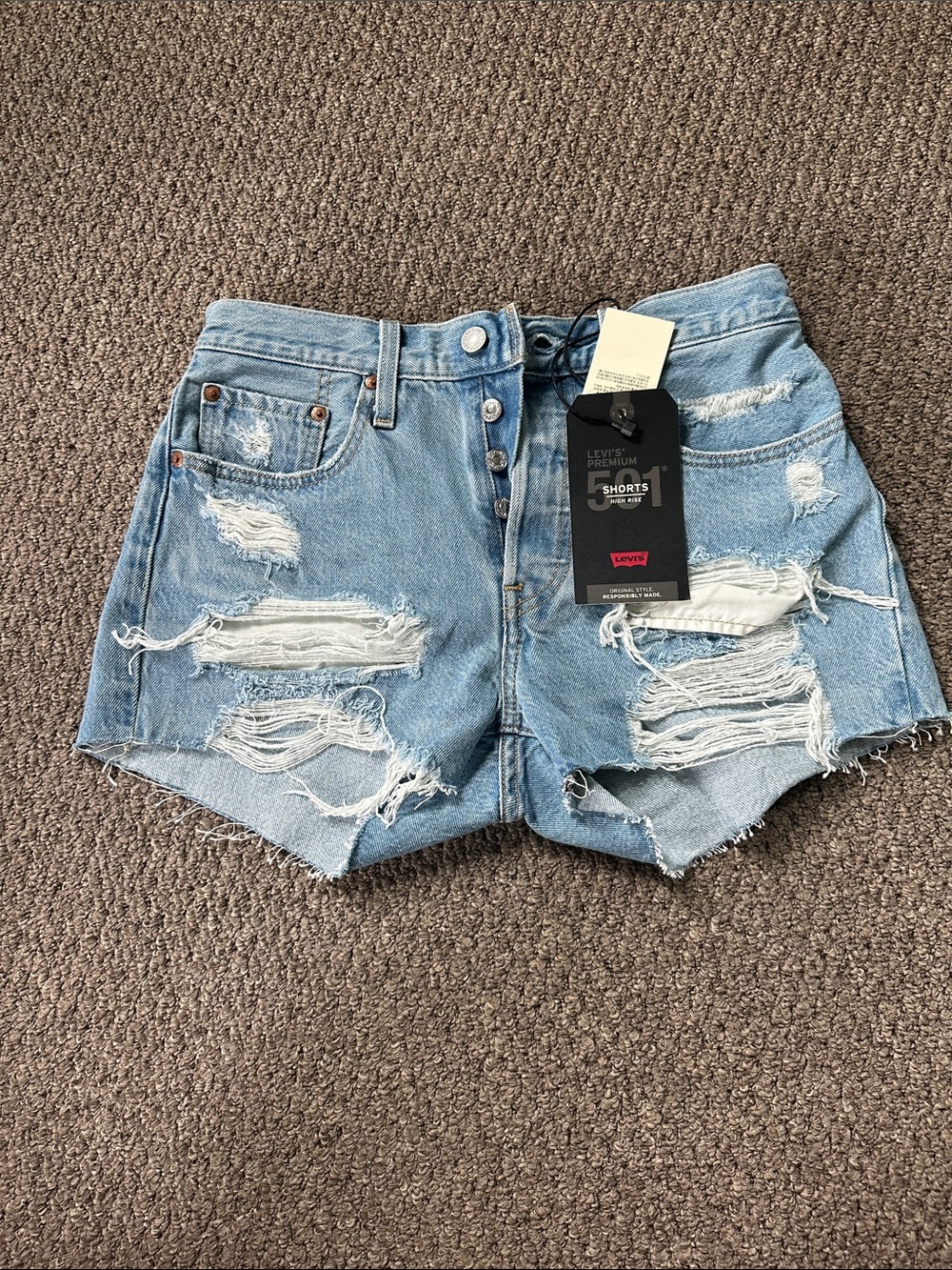 Levi's Light Blue Distressed Cutoff Denim Shorts